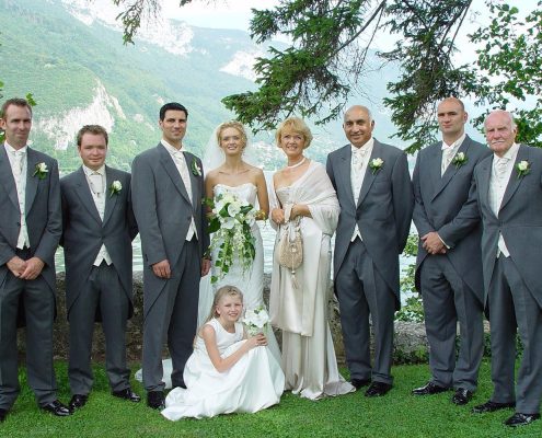 Group wedding portrait, Palace Imperial hotel, Lake Annecy, France